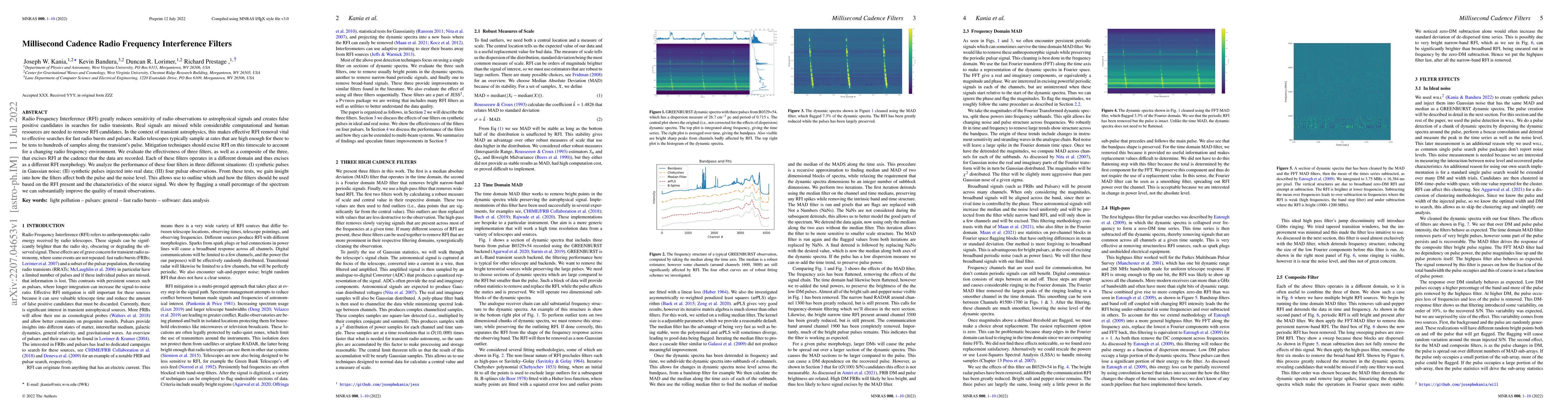 Thumbnail for Millisecond Cadence Radio Frequency Interference Filters