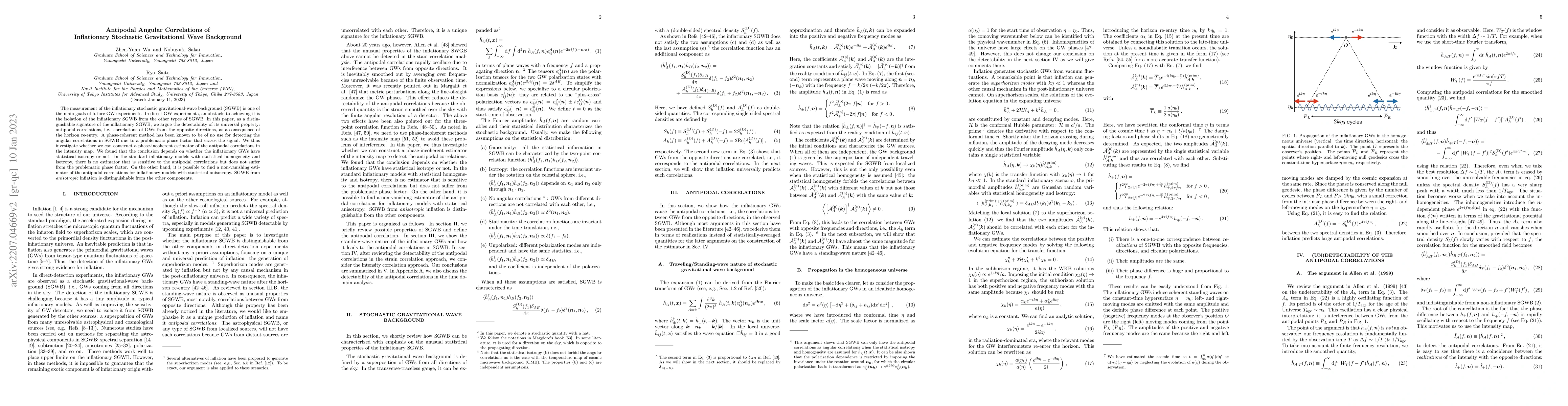 Thumbnail for Antipodal Angular Correlations of Inflationary Stochastic Gravitational
  Wave Background