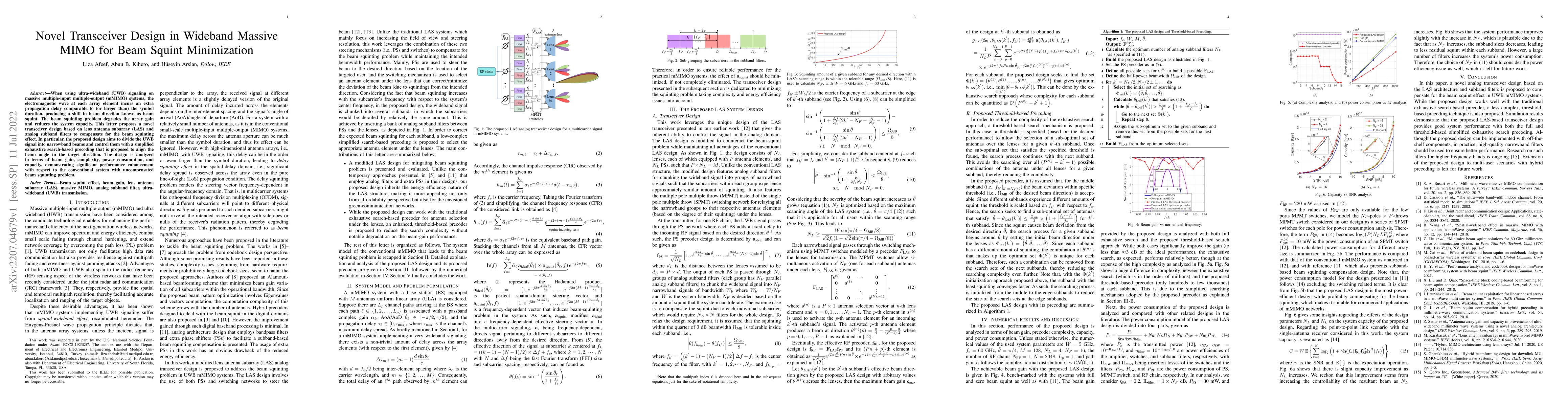 Thumbnail for Novel Transceiver Design in Wideband Massive MIMO for Beam Squint
  Minimization