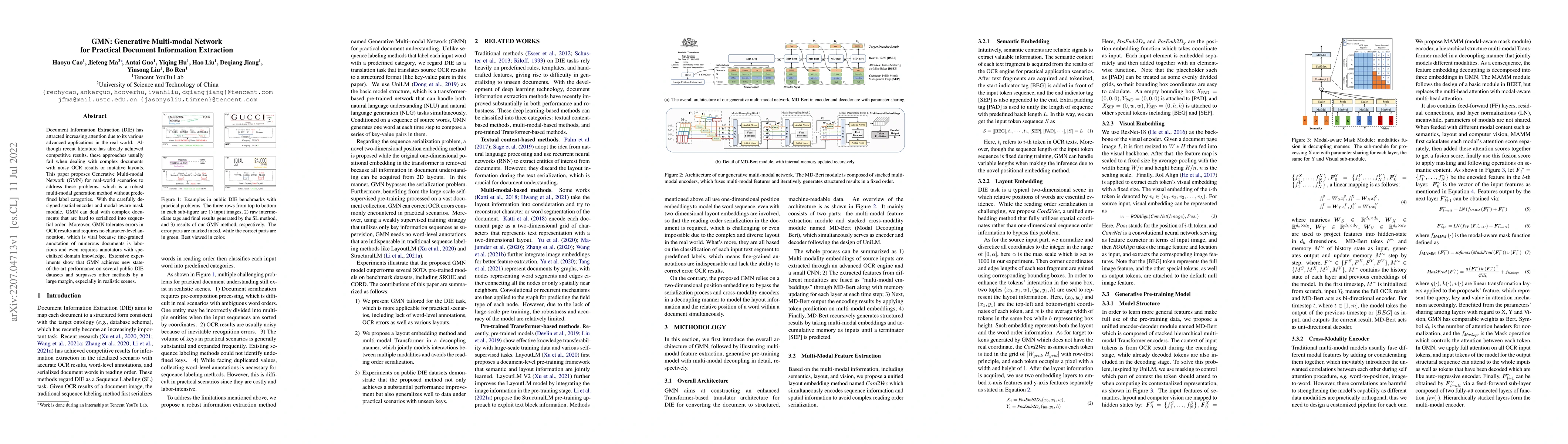 Thumbnail for GMN: Generative Multi-modal Network for Practical Document Information
  Extraction