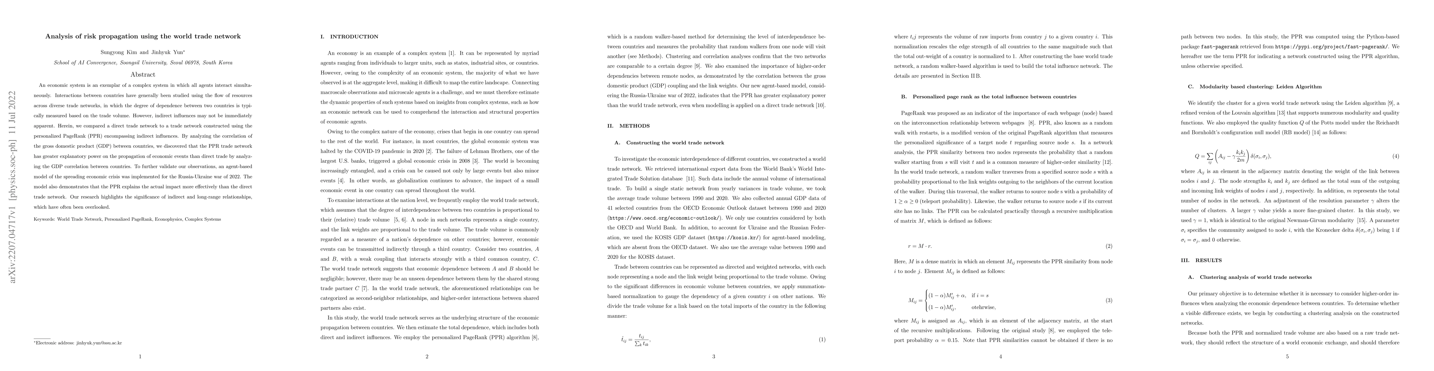 Thumbnail for Analysis of risk propagation using the world trade network