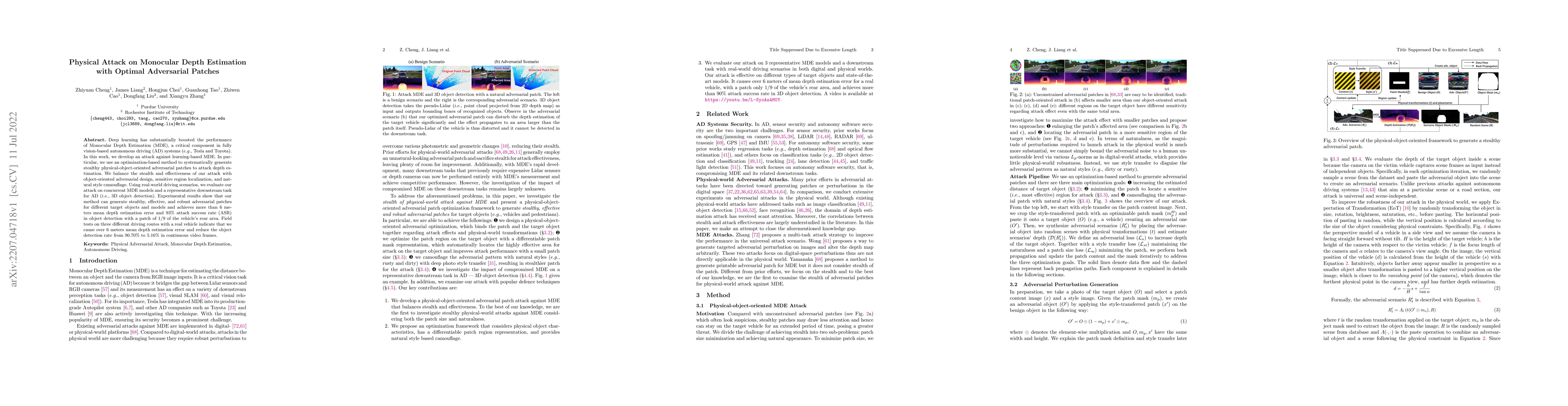 Thumbnail for Physical Attack on Monocular Depth Estimation with Optimal Adversarial
  Patches