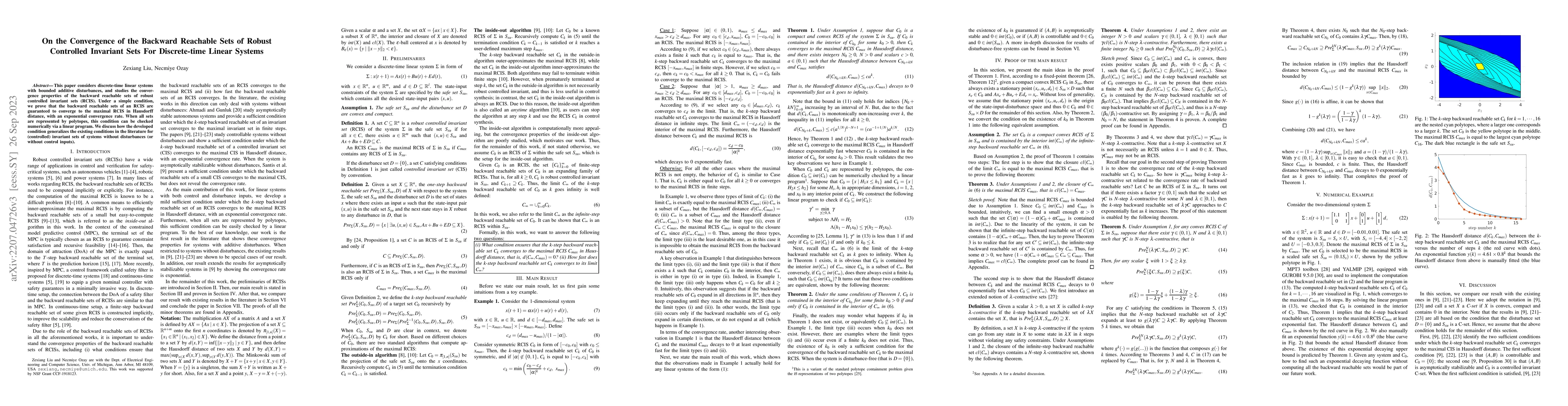 Thumbnail for On the Convergence of the Backward Reachable Sets of Robust Controlled
  Invariant Sets For Discrete-time Linear Systems