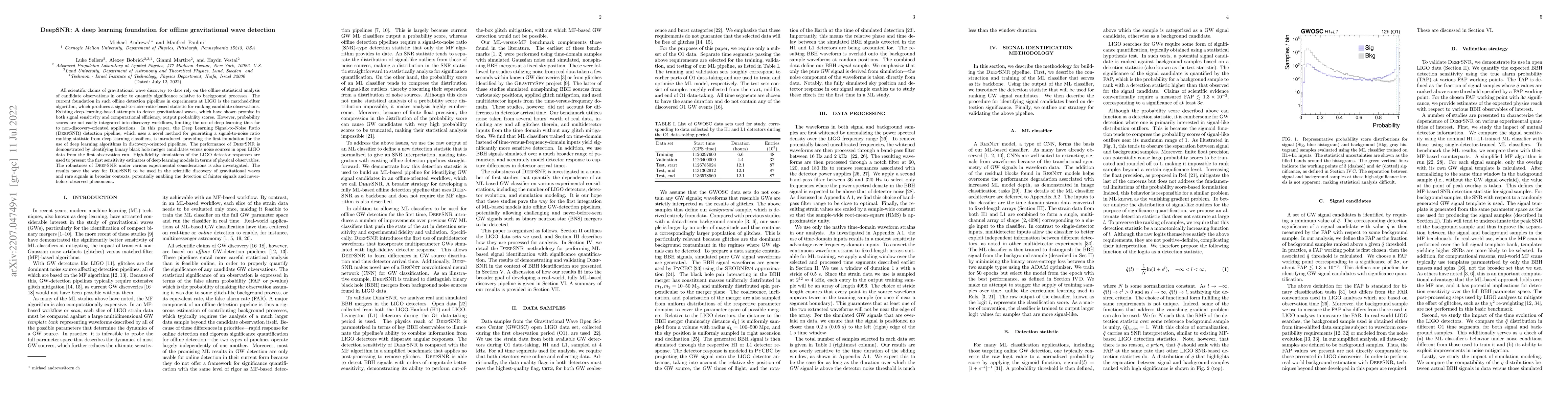 Thumbnail for DeepSNR: A deep learning foundation for offline gravitational wave
  detection