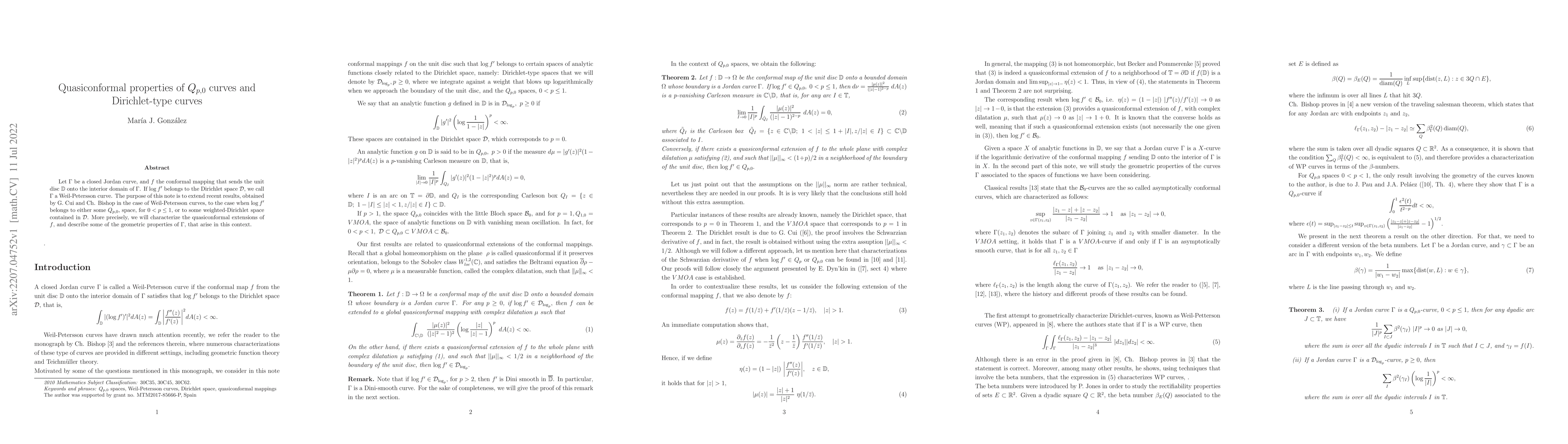 Thumbnail for Quasiconformal properties of $Q_{p,0}$ curves and Dirichlet-type curves