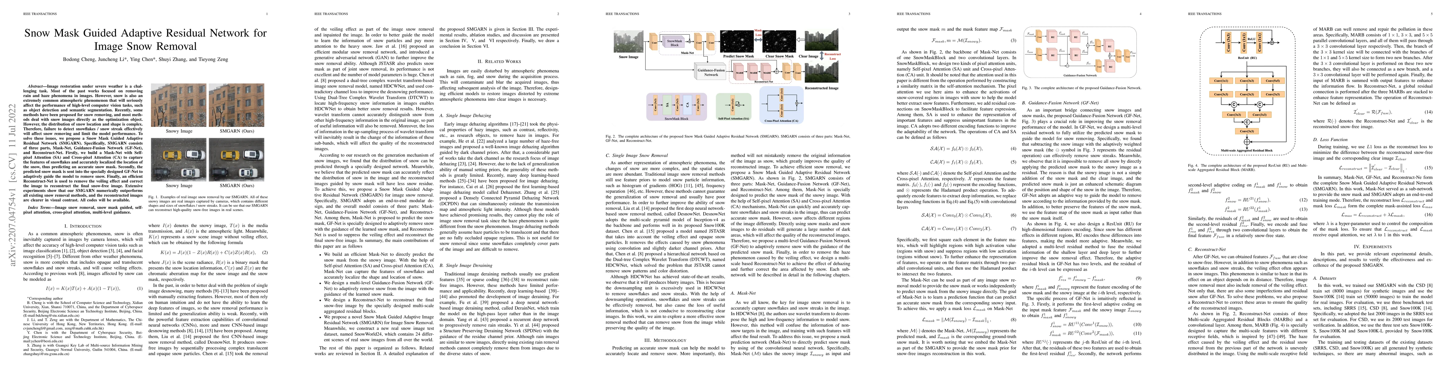 Thumbnail for Snow Mask Guided Adaptive Residual Network for Image Snow Removal