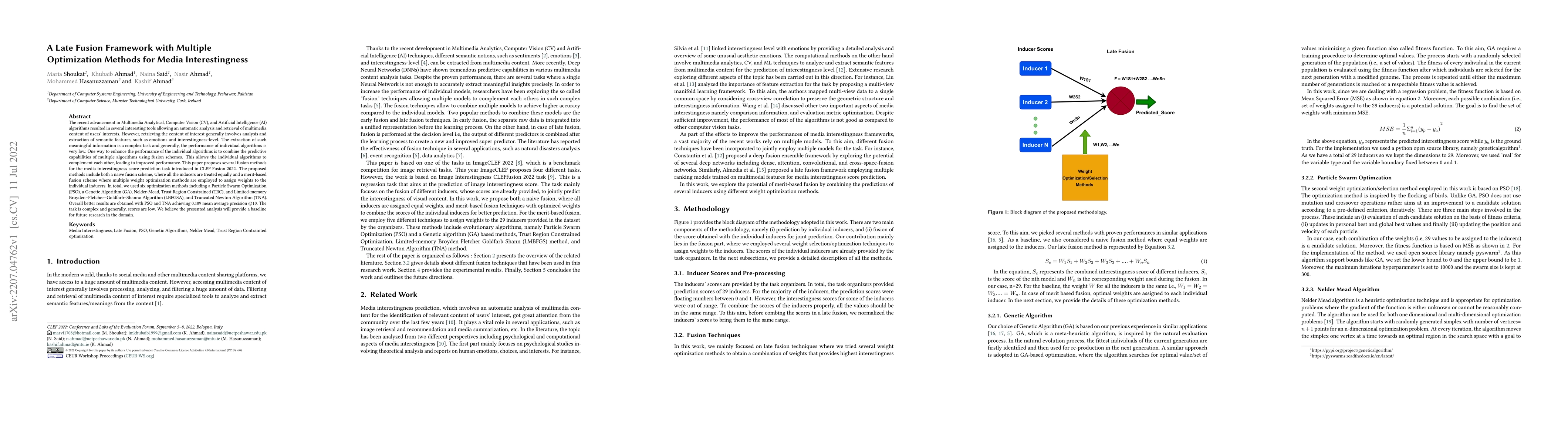 Thumbnail for A Late Fusion Framework with Multiple Optimization Methods for Media
  Interestingness