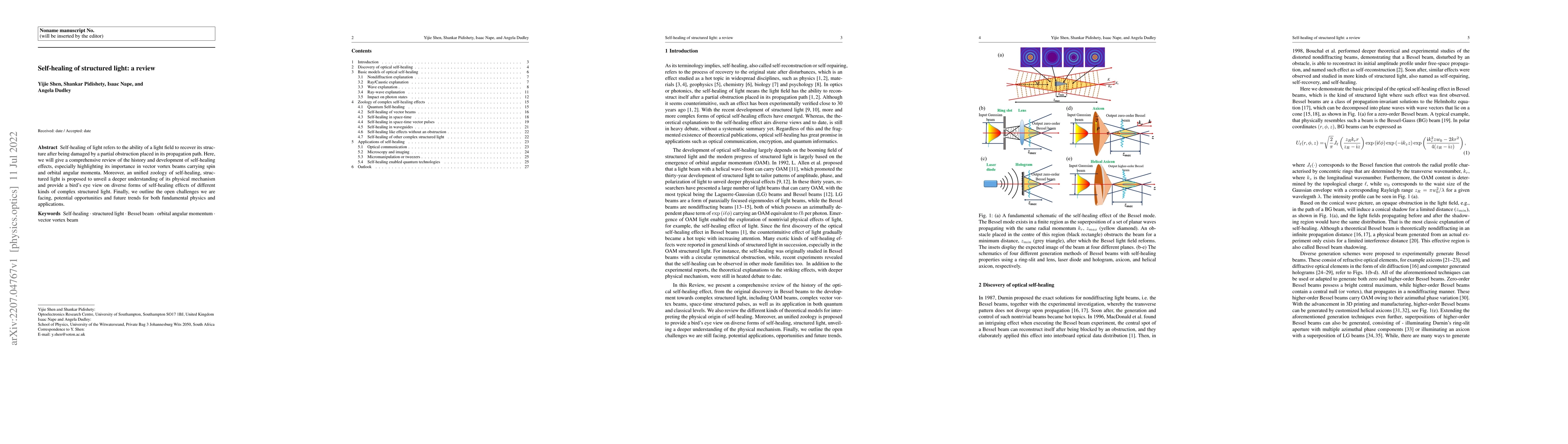 Thumbnail for Self-healing of structured light: a review