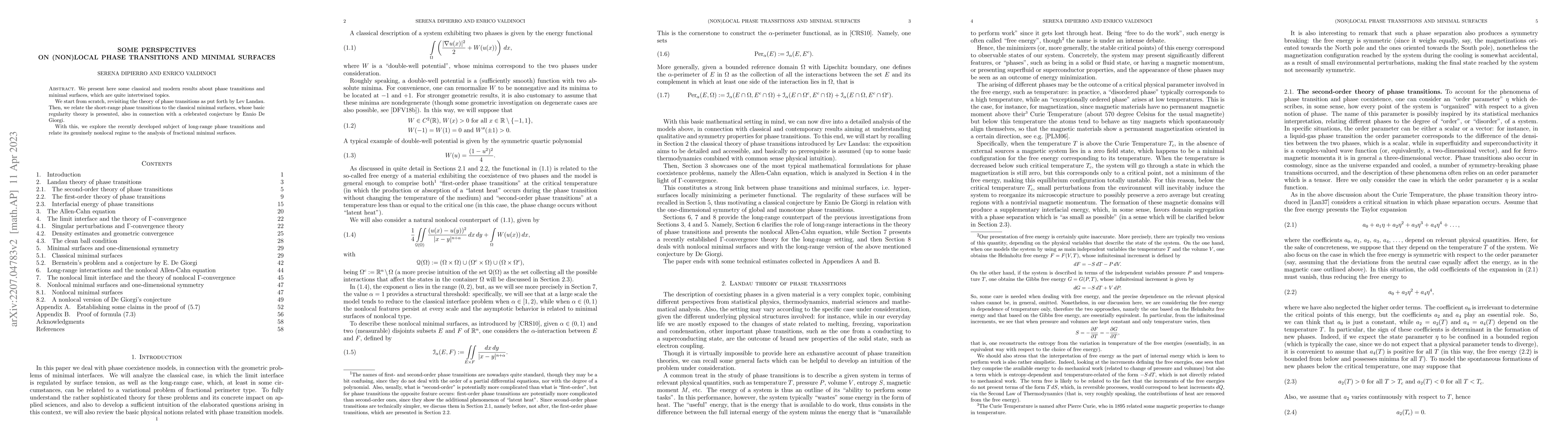 Thumbnail for Some perspectives on (non)local phase transitions and minimal surfaces
