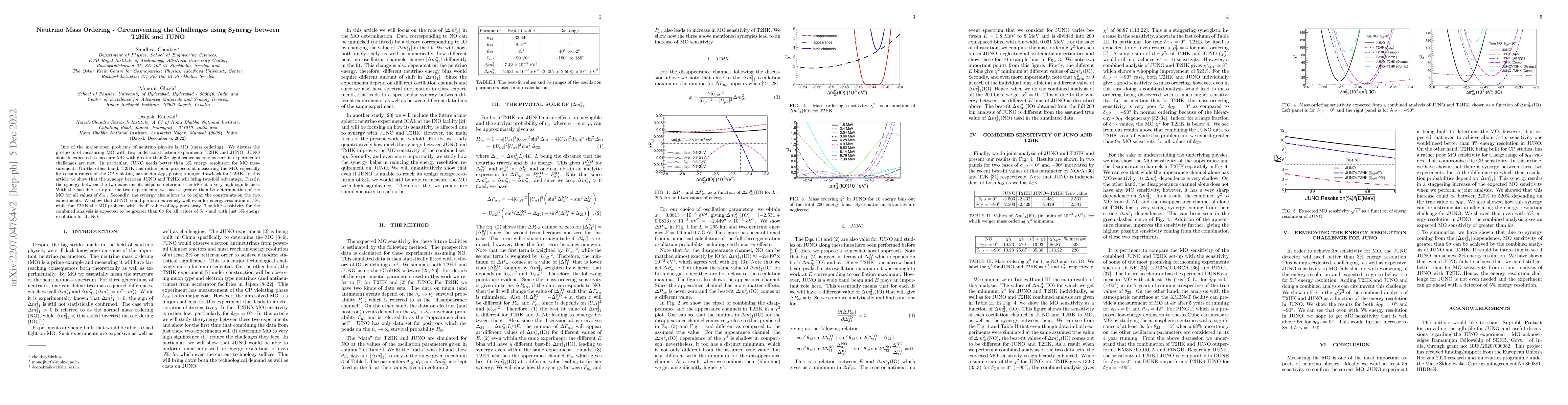 Thumbnail for Neutrino Mass Ordering -- Circumventing the Challenges using Synergy
  between T2HK and JUNO
