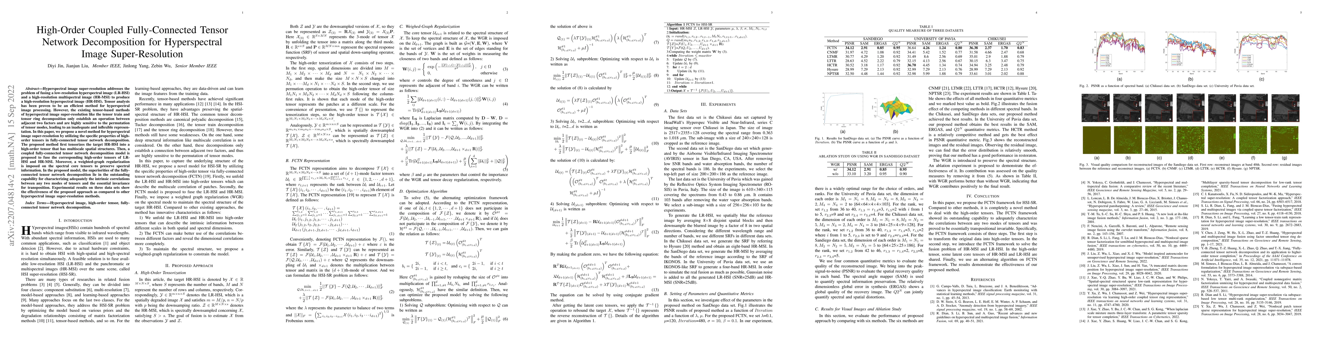 Thumbnail for High-Order Coupled Fully-Connected Tensor Network Decomposition for
  Hyperspectral Image Super-Resolution