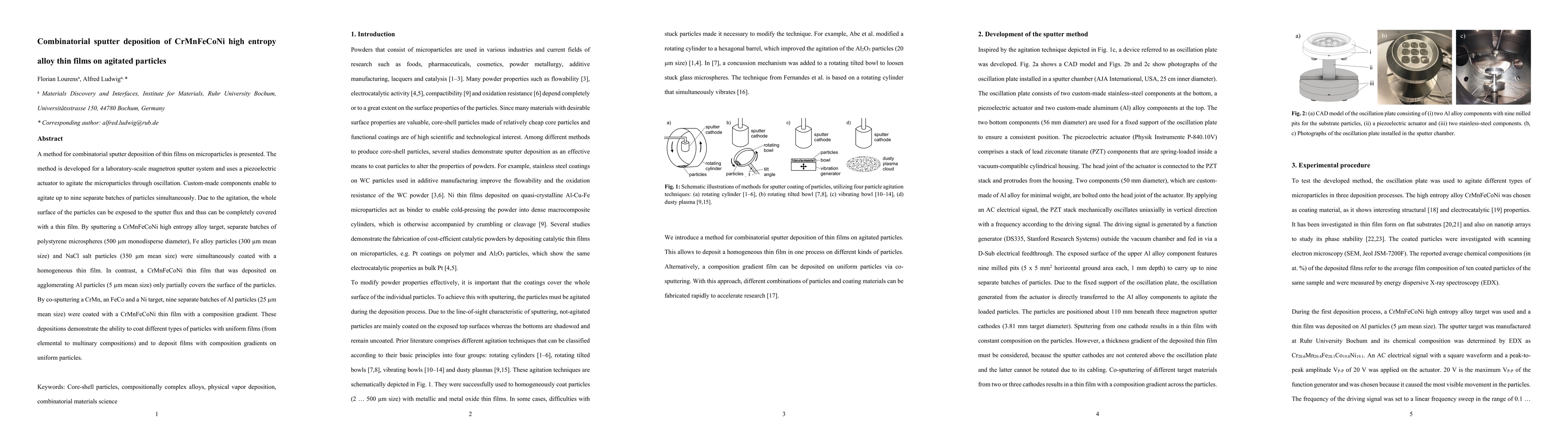Thumbnail for Combinatorial sputter deposition of CrMnFeCoNi high entropy alloy thin
  films on agitated particles