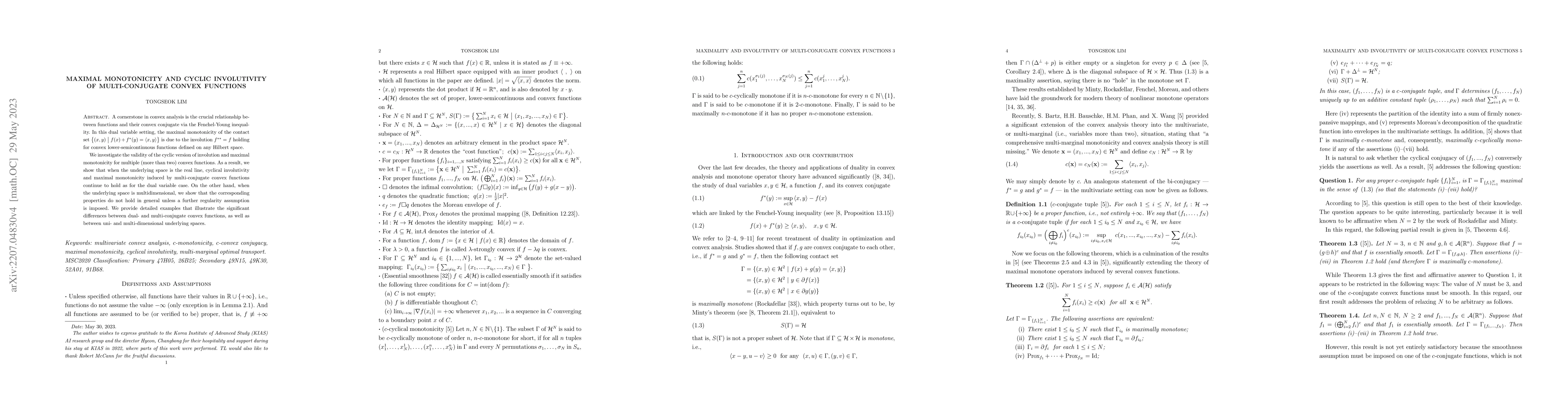 Thumbnail for Maximal monotonicity and cyclic involutivity of multi-conjugate convex
  functions