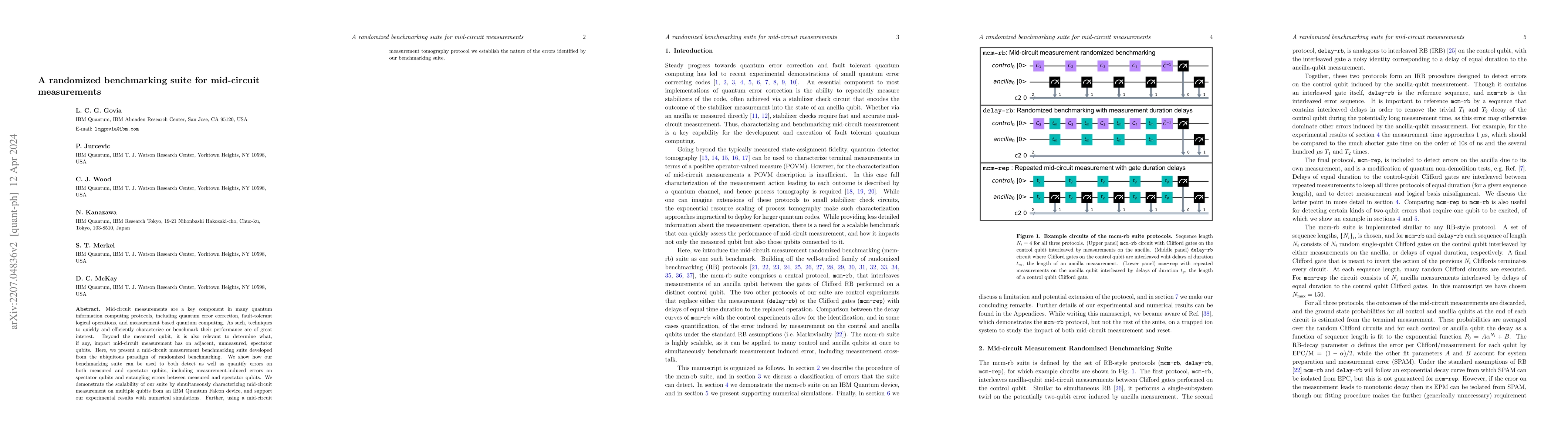 Thumbnail for A randomized benchmarking suite for mid-circuit measurements