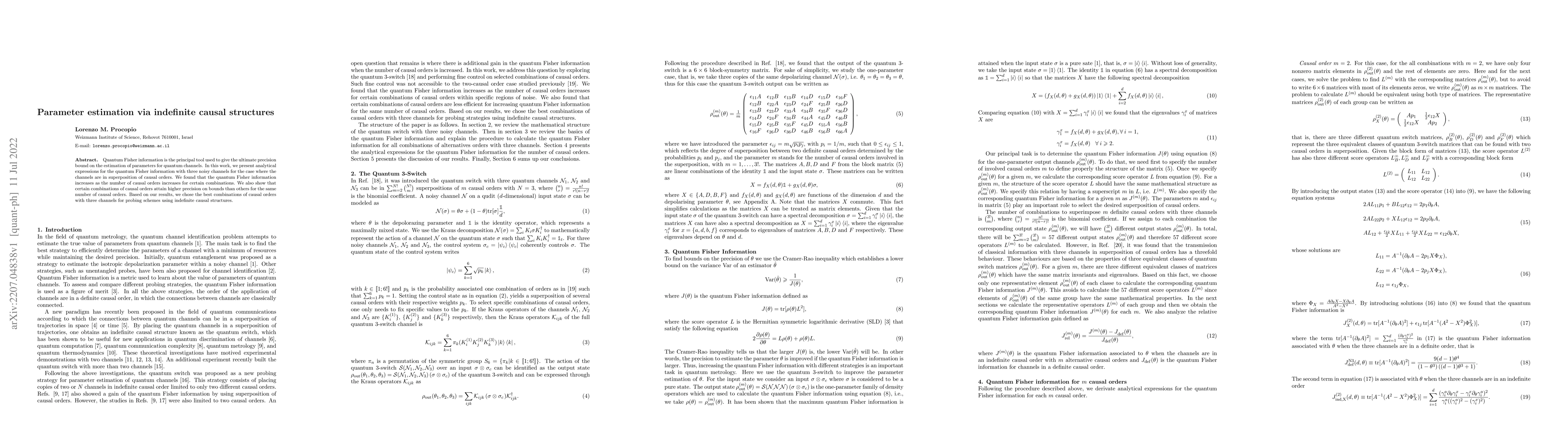 Thumbnail for Parameter estimation via indefinite causal structures