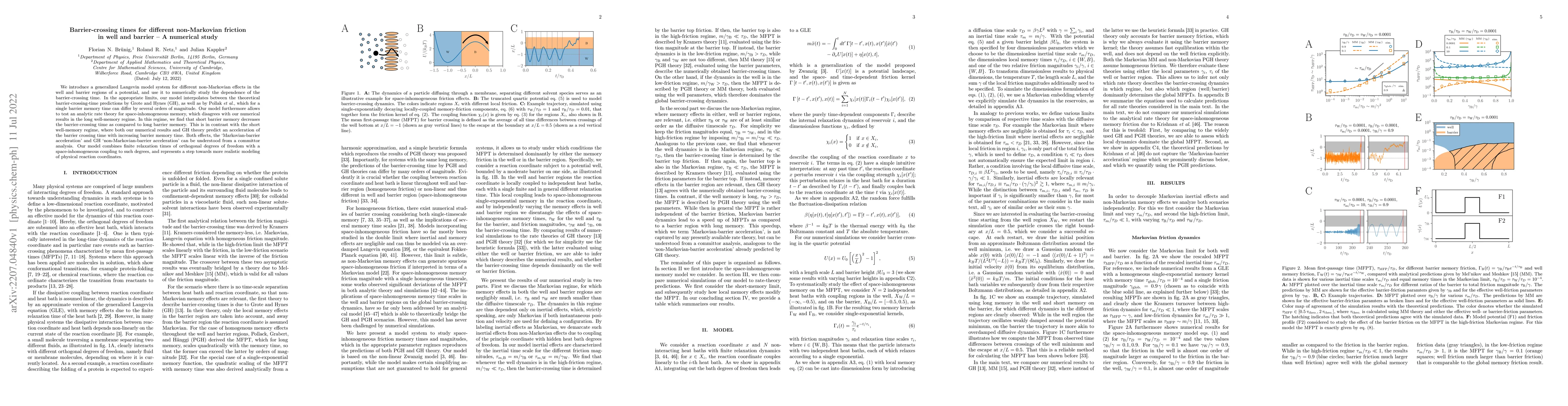 Thumbnail for Barrier-crossing times for different non-Markovian friction in well and
  barrier $-$ A numerical study