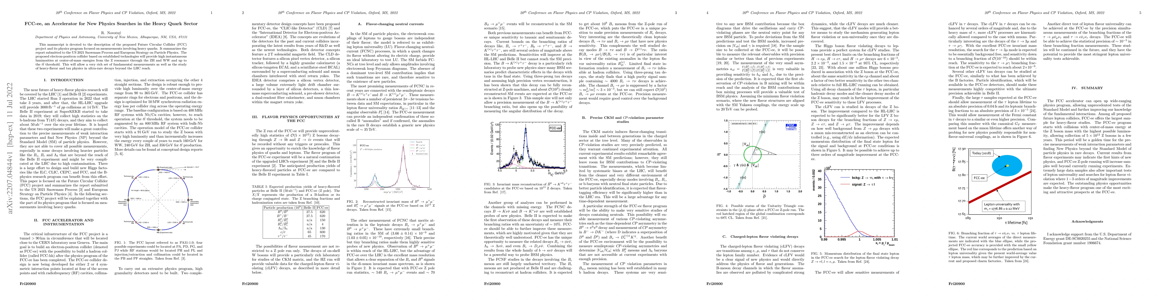 Thumbnail for FCC-ee, an Accelerator for New Physics Searches in the Heavy Quark
  Sector