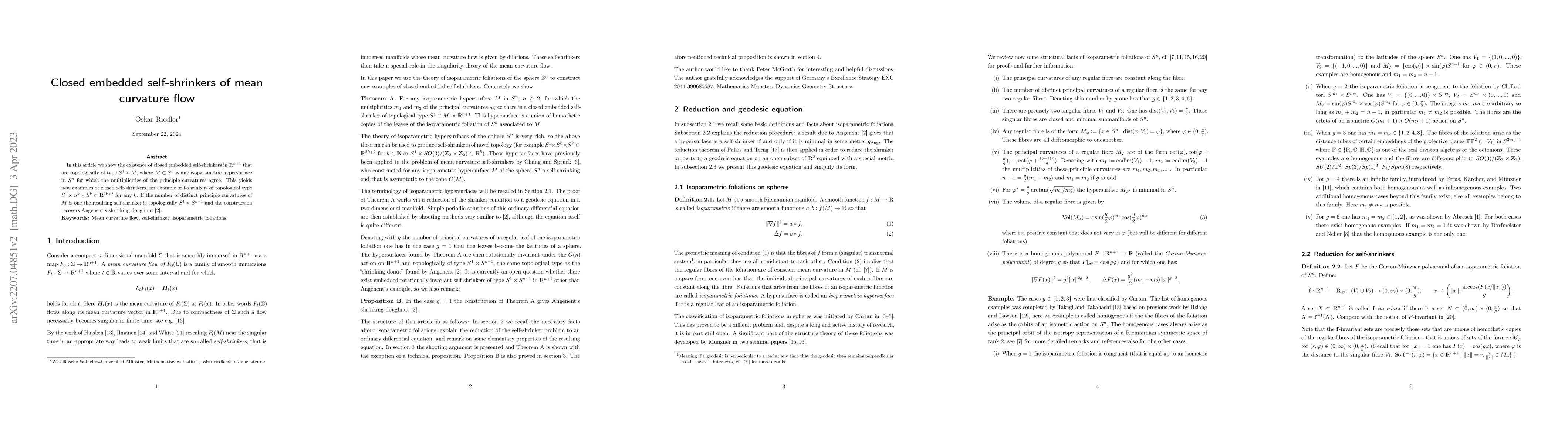 Thumbnail for Closed embedded self-shrinkers of mean curvature flow