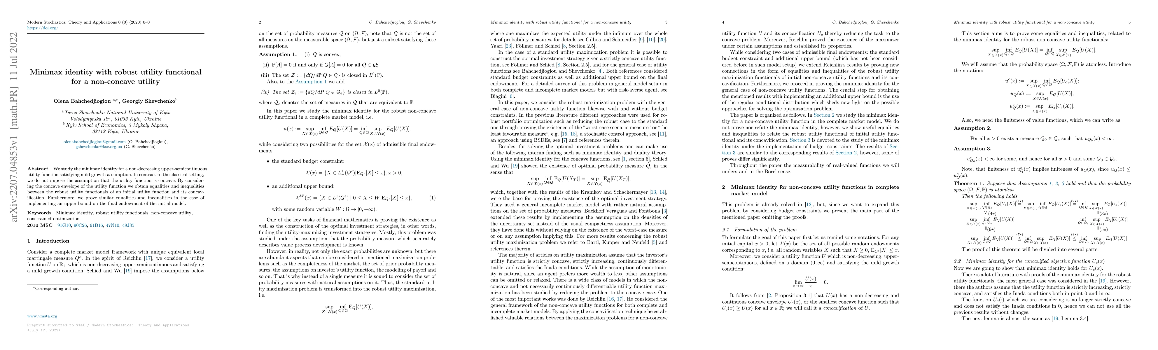 Thumbnail for Minimax identity with robust utility functional for a non-concave
  utility