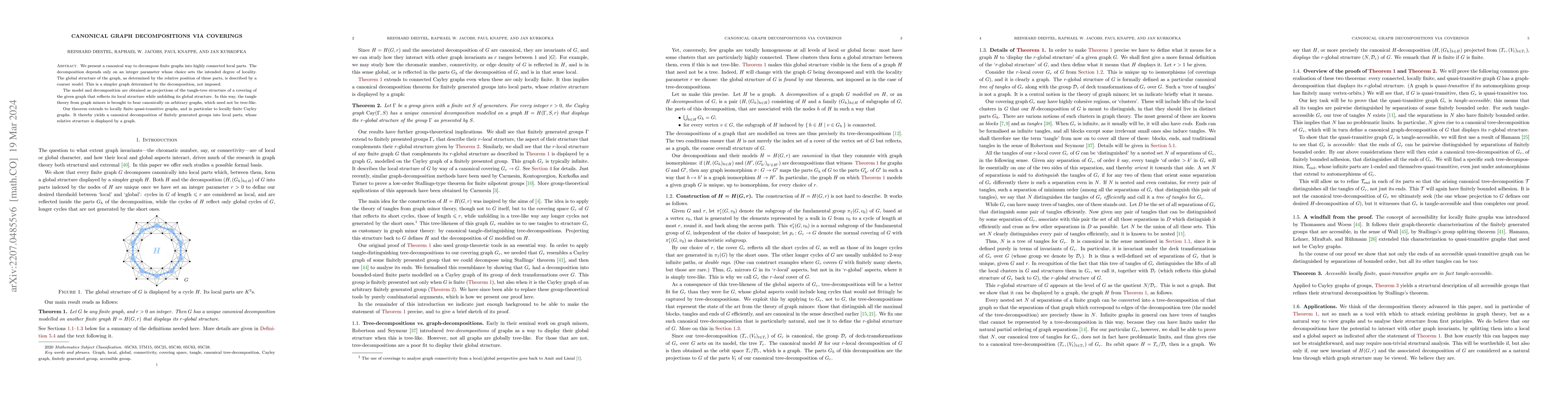 Thumbnail for Canonical graph decompositions via coverings