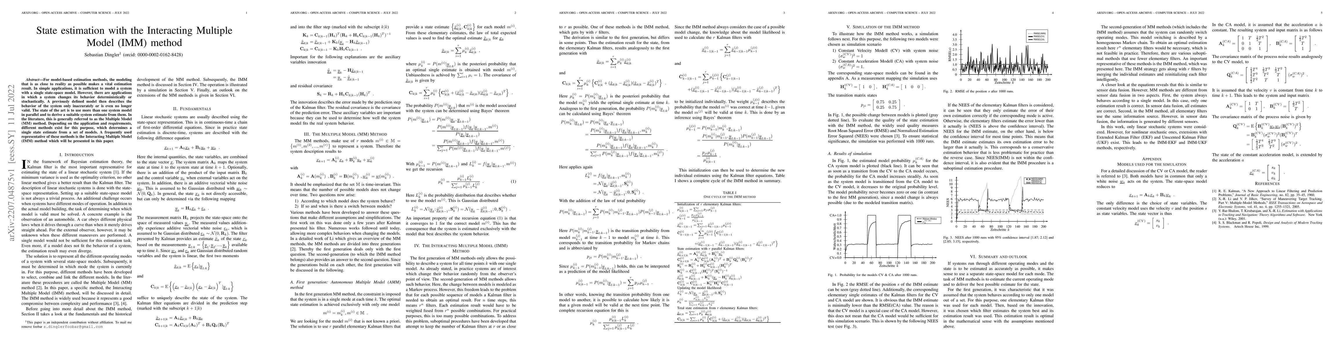 Thumbnail for State estimation with the Interacting Multiple Model (IMM) method