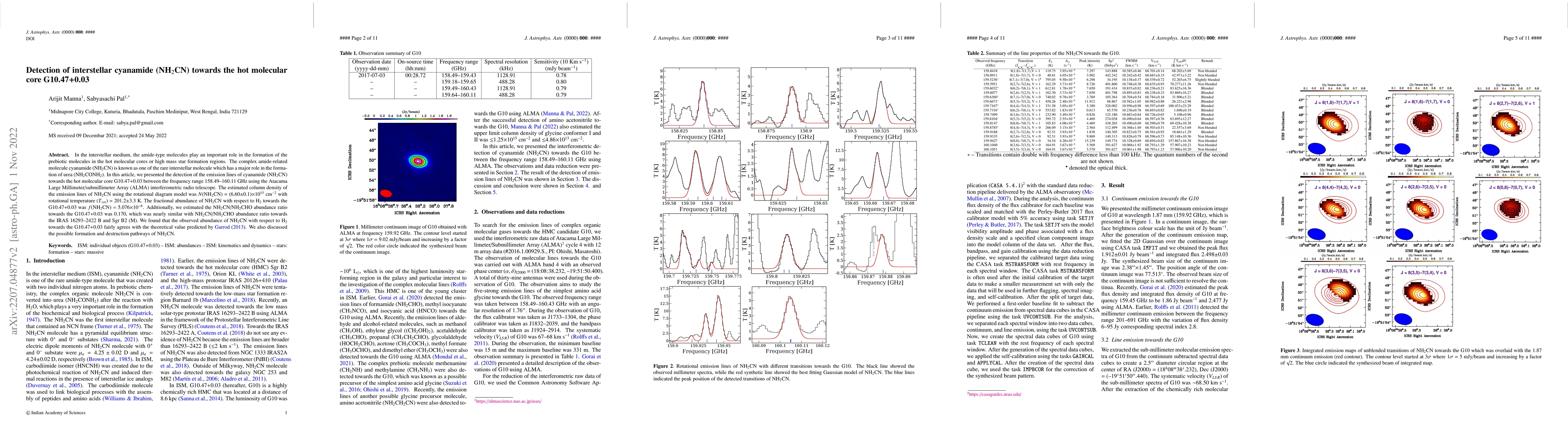 Thumbnail for Detection of interstellar cyanamide (NH$_{2}$CN) towards the hot
  molecular core G10.47+0.03