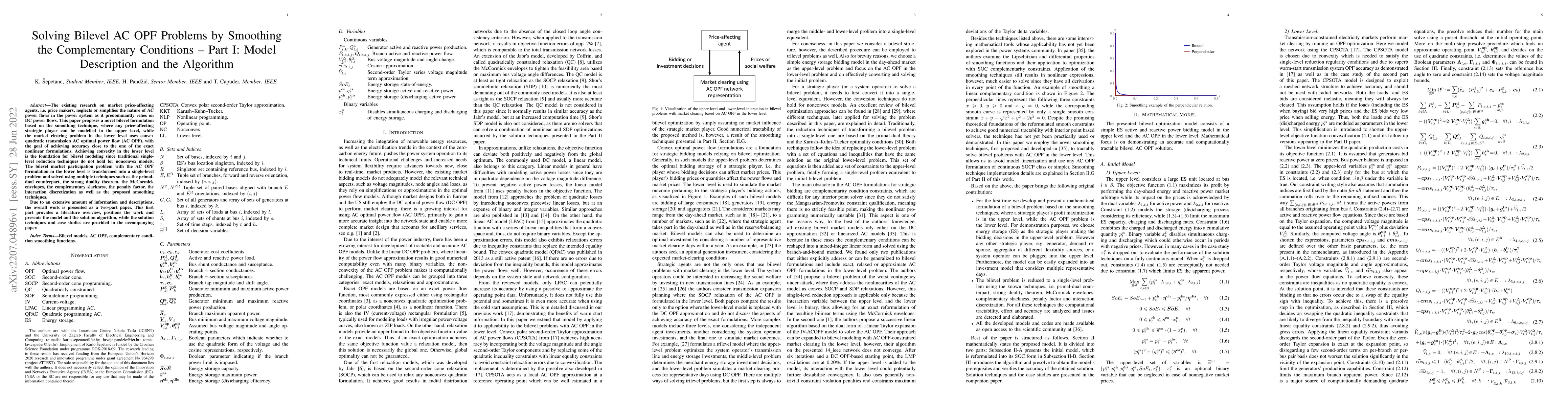 Thumbnail for Solving Bilevel AC OPF Problems by Smoothing the Complementary
  Conditions -- Part I: Model Description and the Algorithm