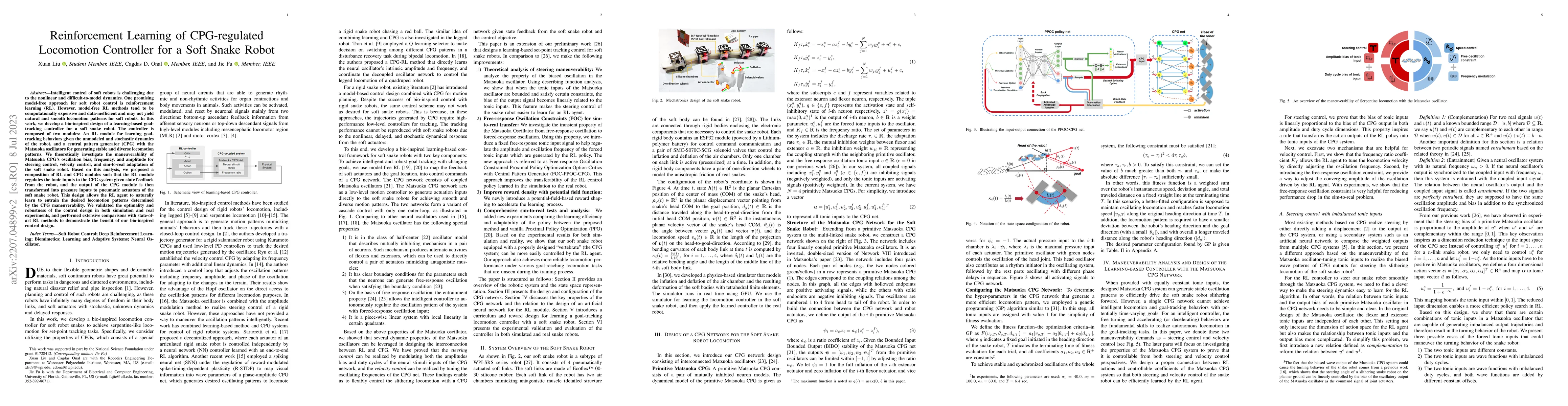Thumbnail for Reinforcement Learning of CPG-regulated Locomotion Controller for a Soft
  Snake Robot