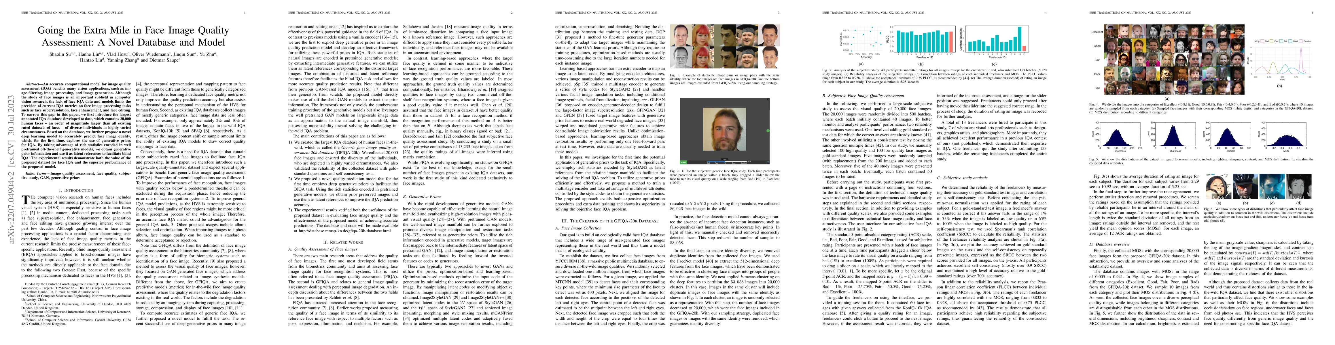 Thumbnail for Going the Extra Mile in Face Image Quality Assessment: A Novel Database
  and Model