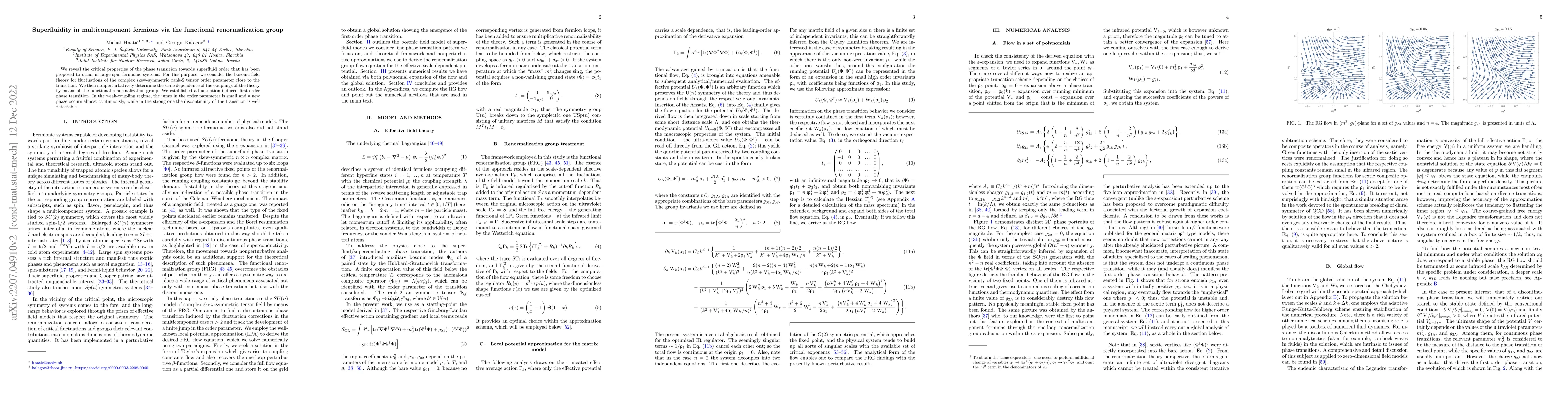 Thumbnail for Superfluidity in multicomponent fermions via the functional
  renormalization group