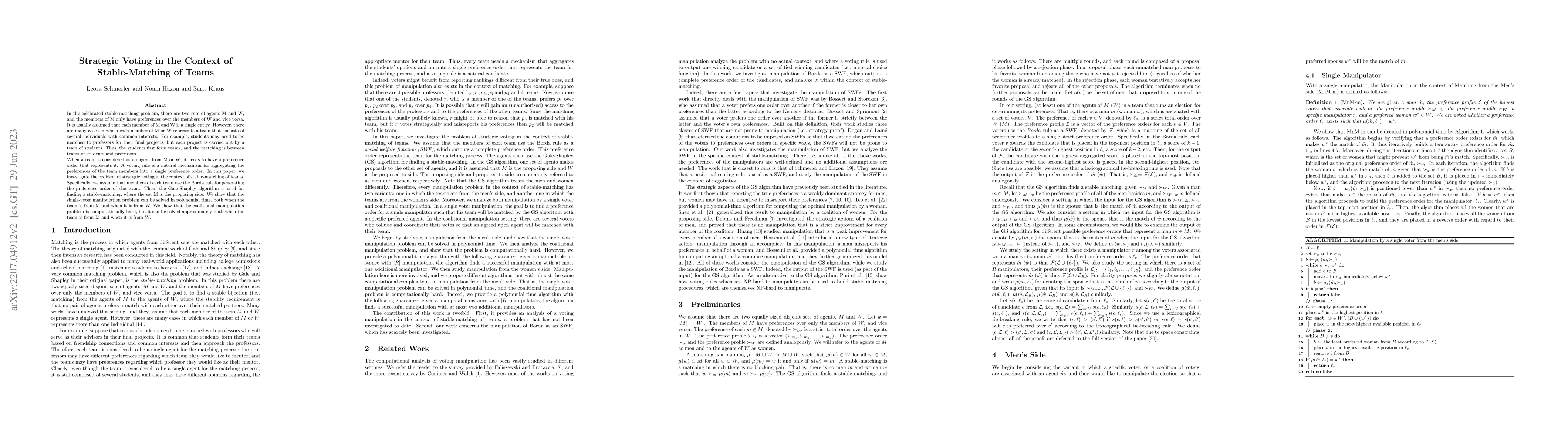 Thumbnail for Strategic Voting in the Context of Stable-Matching of Teams