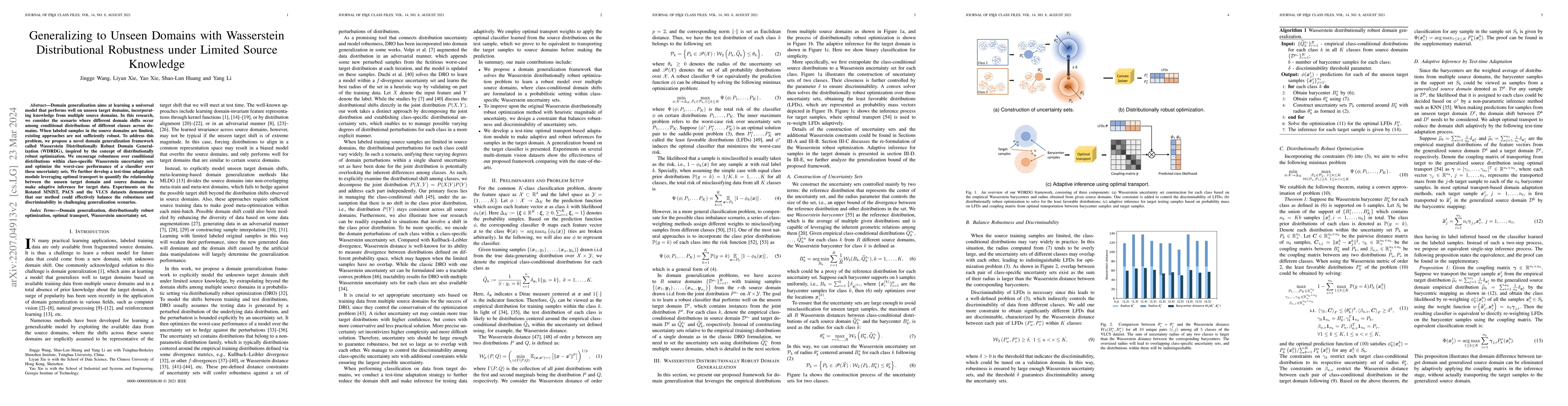 Thumbnail for Generalizing to Unseen Domains with Wasserstein Distributional
  Robustness under Limited Source Knowledge