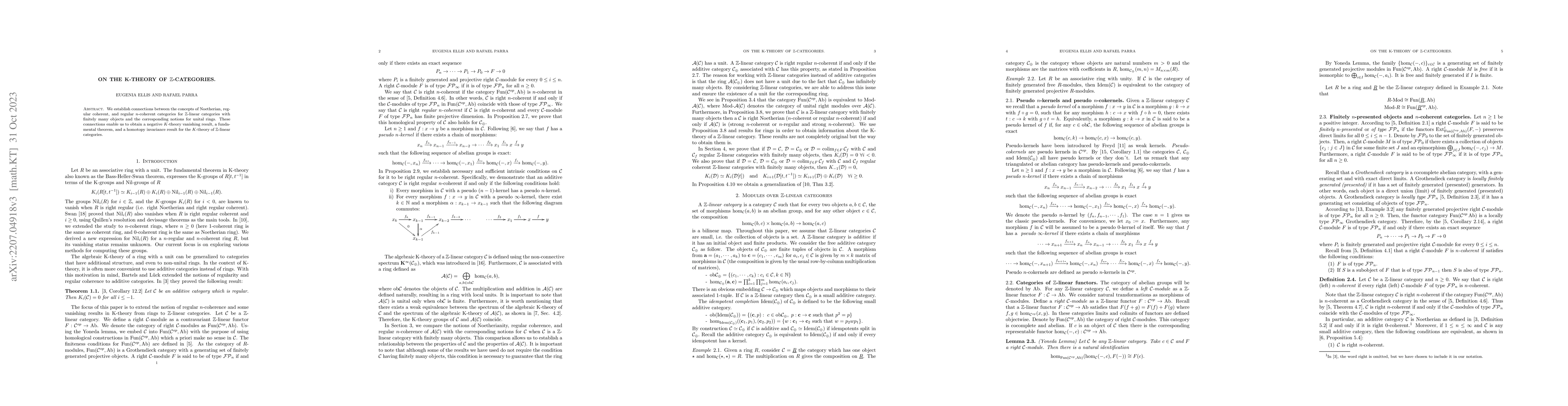 Thumbnail for On the K-theory of $\mathbb{Z}$-categories