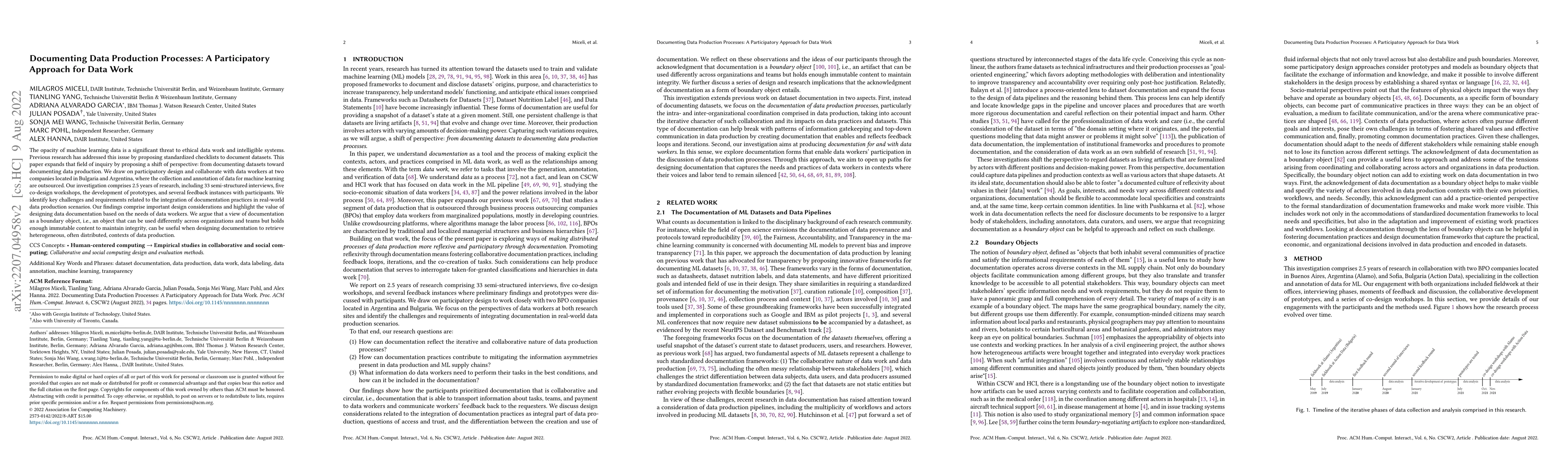Thumbnail for Documenting Data Production Processes: A Participatory Approach for Data
  Work