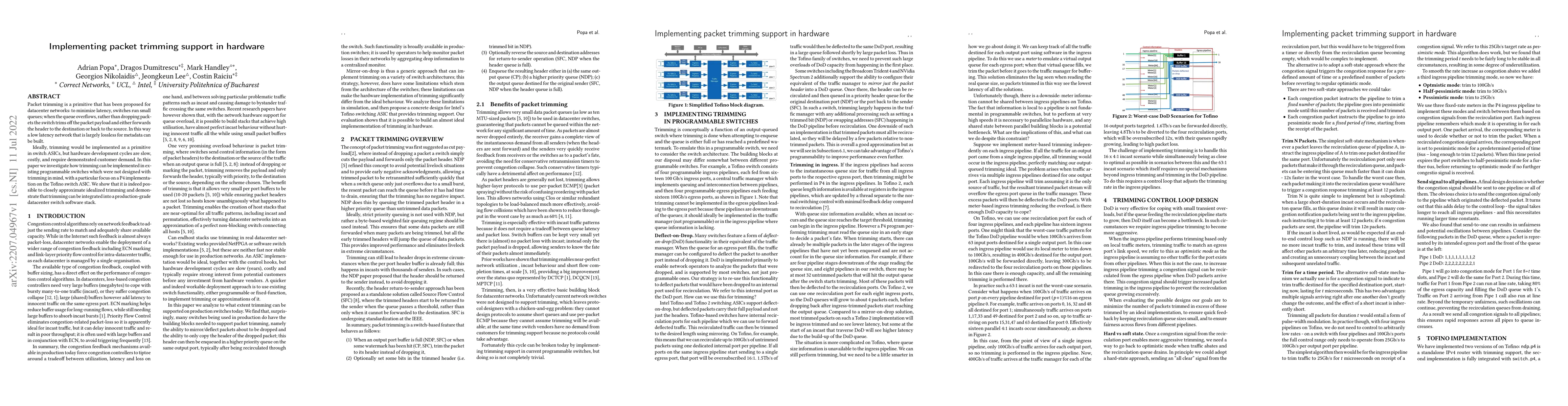 Thumbnail for Implementing packet trimming support in hardware