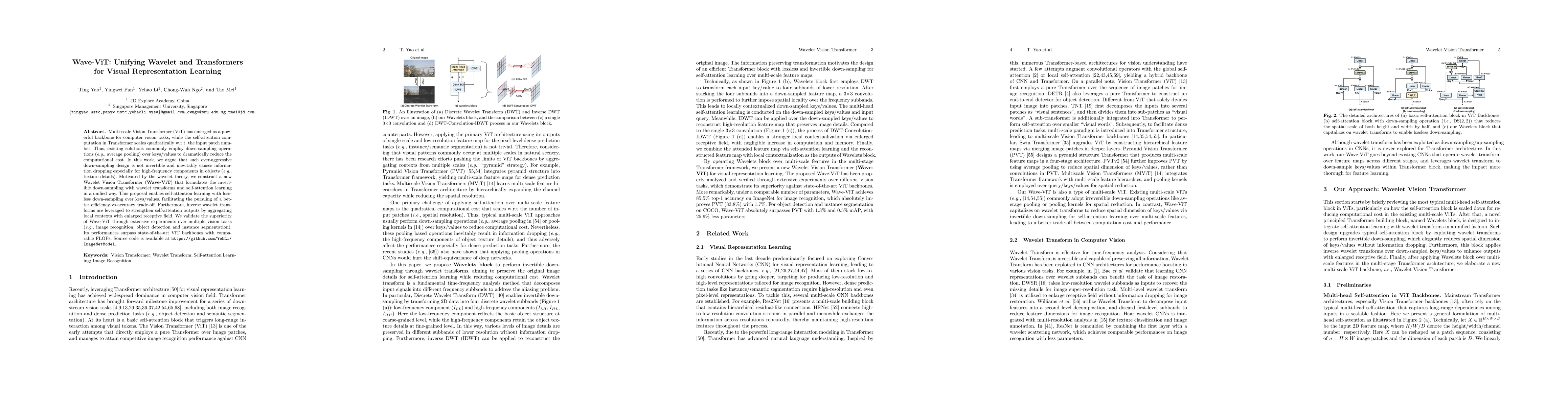 Thumbnail for Wave-ViT: Unifying Wavelet and Transformers for Visual Representation
  Learning
