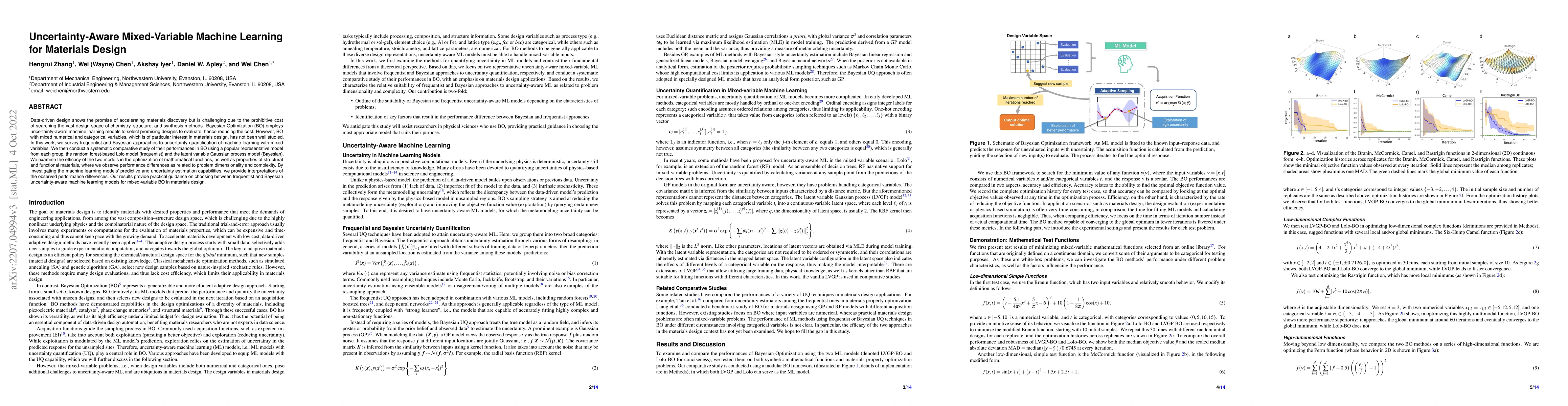 Thumbnail for Uncertainty-Aware Mixed-Variable Machine Learning for Materials Design