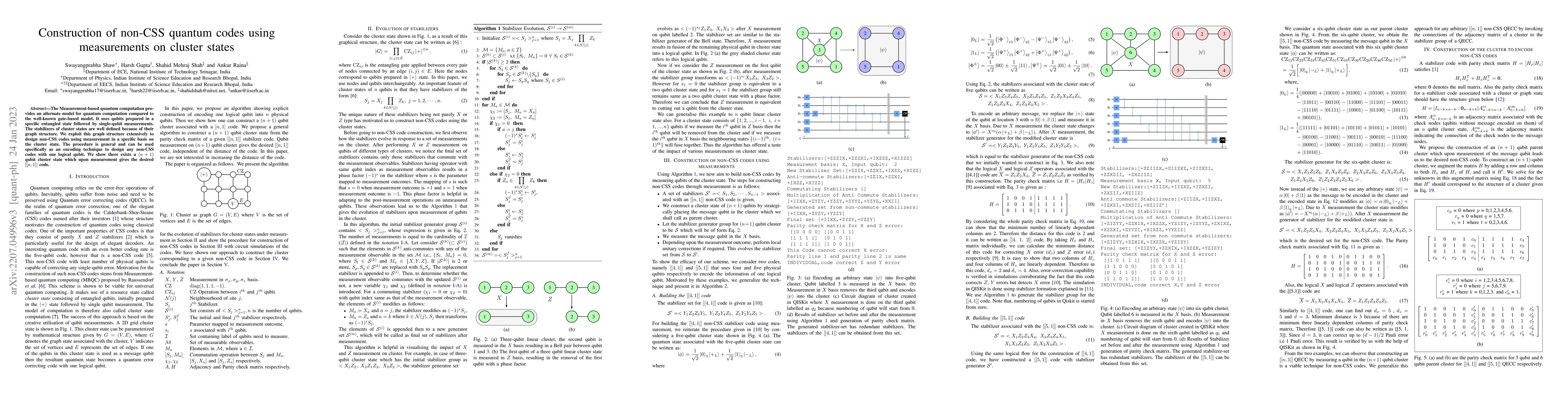 Thumbnail for Construction of non-CSS quantum codes using measurements on cluster
  states