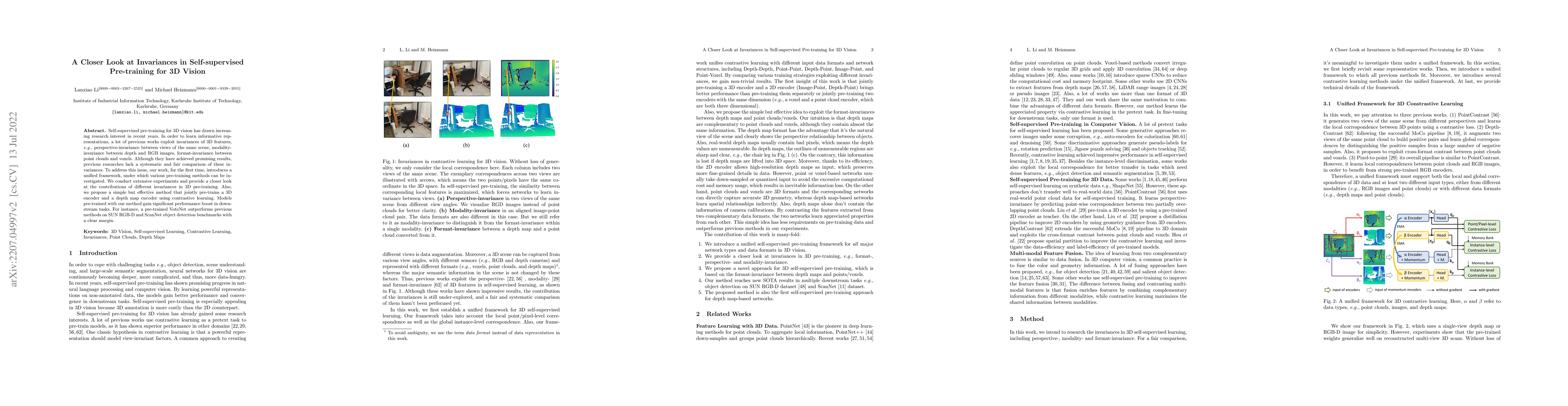 Thumbnail for A Closer Look at Invariances in Self-supervised Pre-training for 3D
  Vision