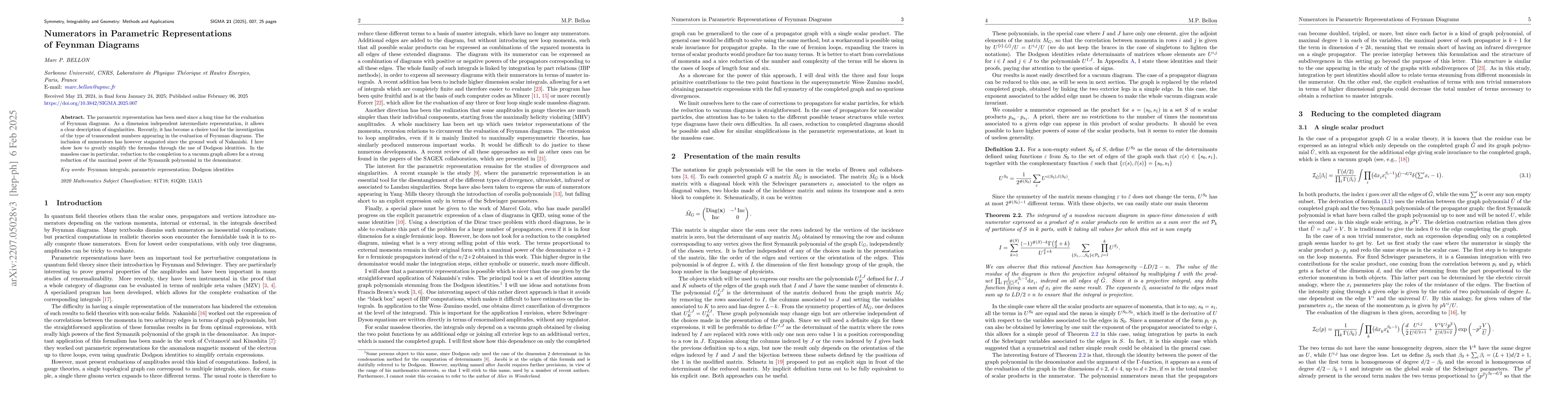 Thumbnail for Numerators in parametric representations of Feynman diagrams