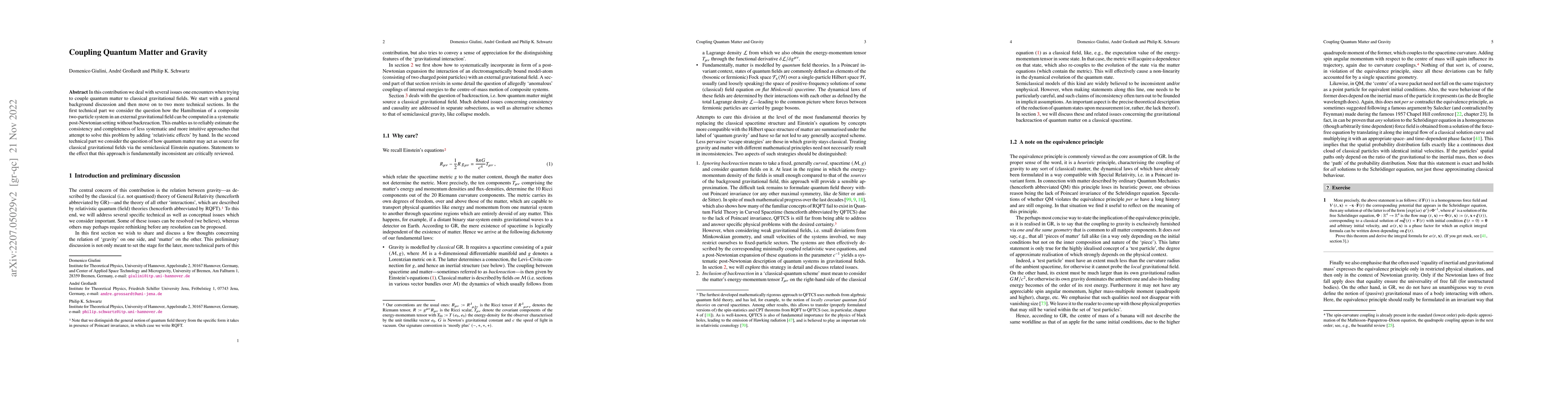 Thumbnail for Coupling Quantum Matter and Gravity