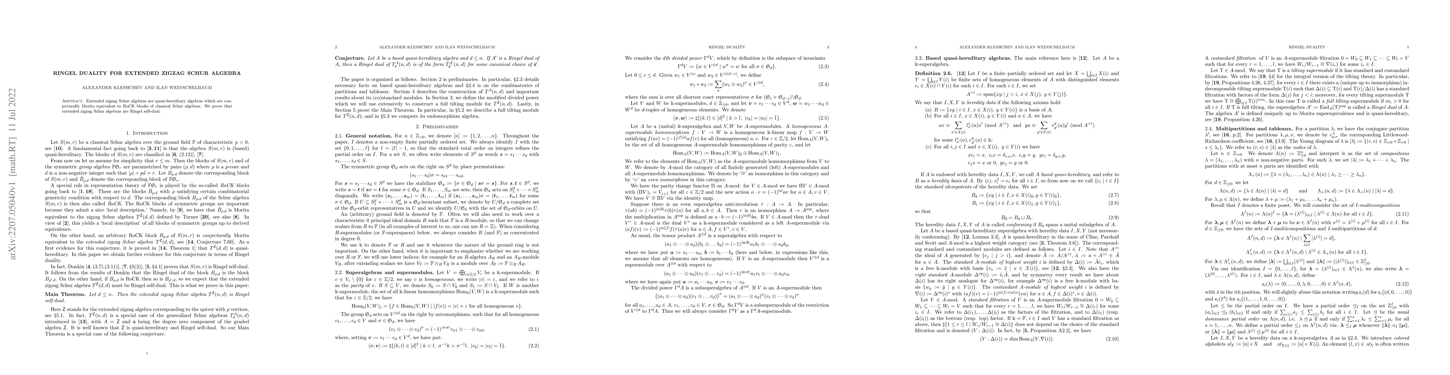 Thumbnail for Ringel Duality for Extended ZigZag Schur Algebra