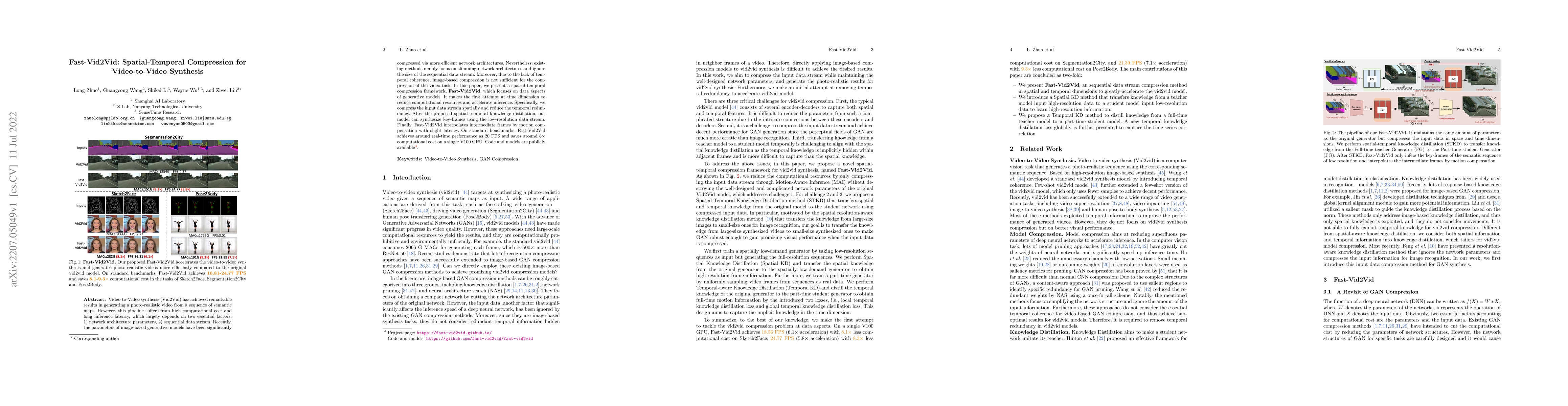 Thumbnail for Fast-Vid2Vid: Spatial-Temporal Compression for Video-to-Video Synthesis