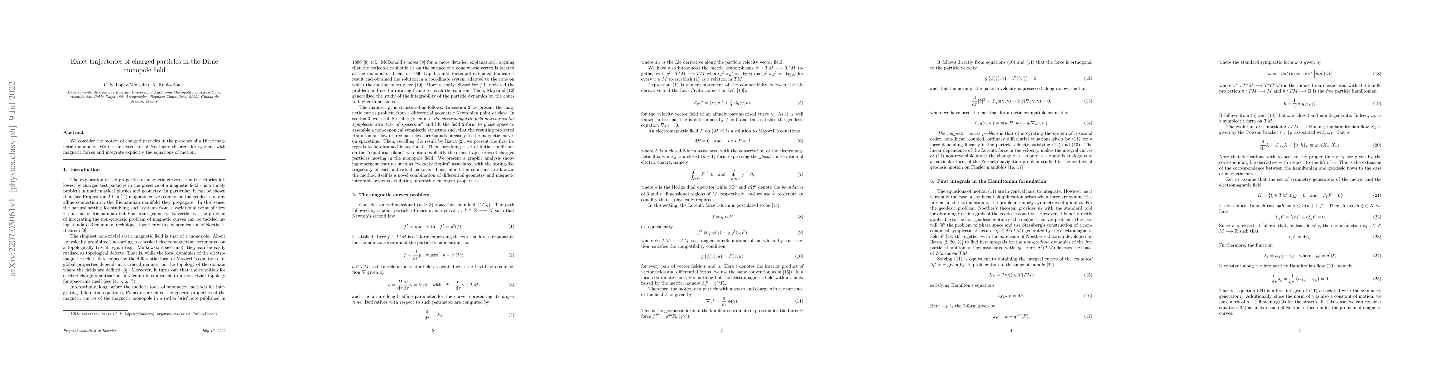 Thumbnail for Exact trajectories of charged particles in the Dirac monopole field
