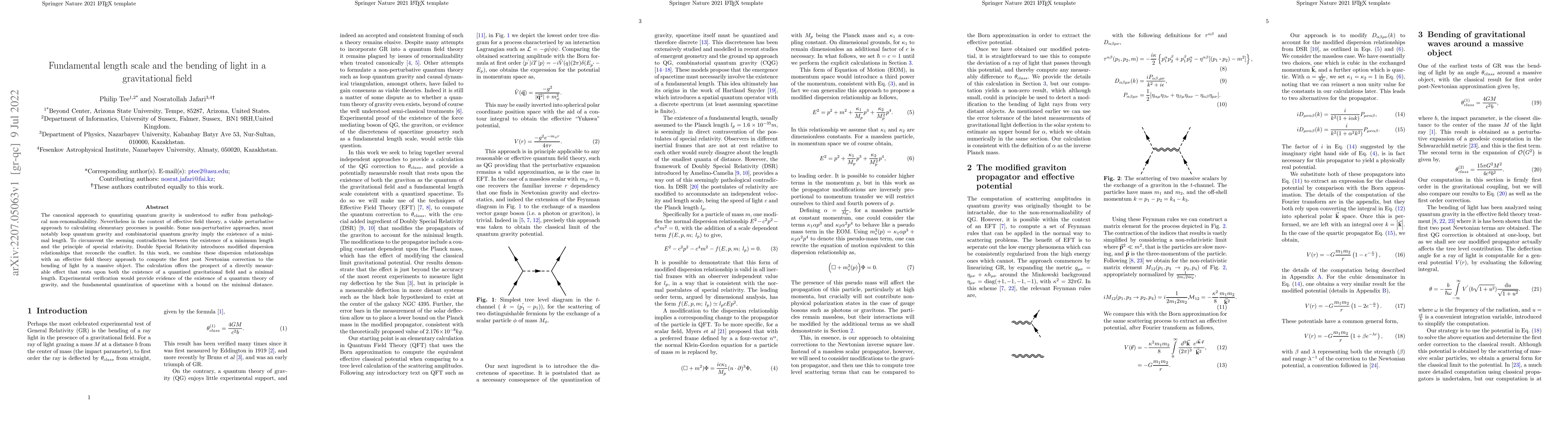 Thumbnail for Fundamental length scale and the bending of light in a gravitational
  field