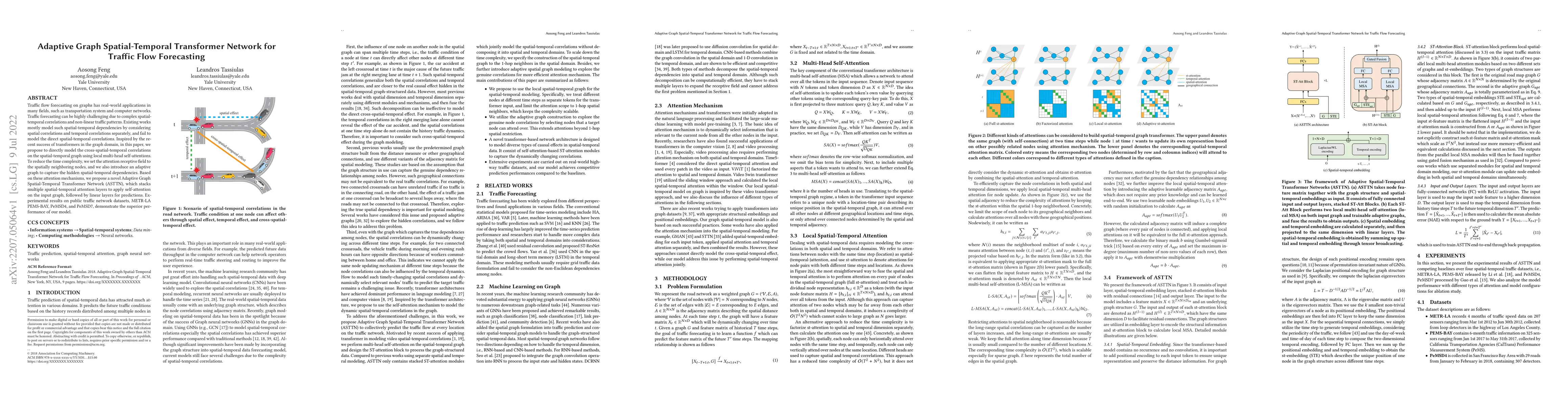 Thumbnail for Adaptive Graph Spatial-Temporal Transformer Network for Traffic Flow
  Forecasting