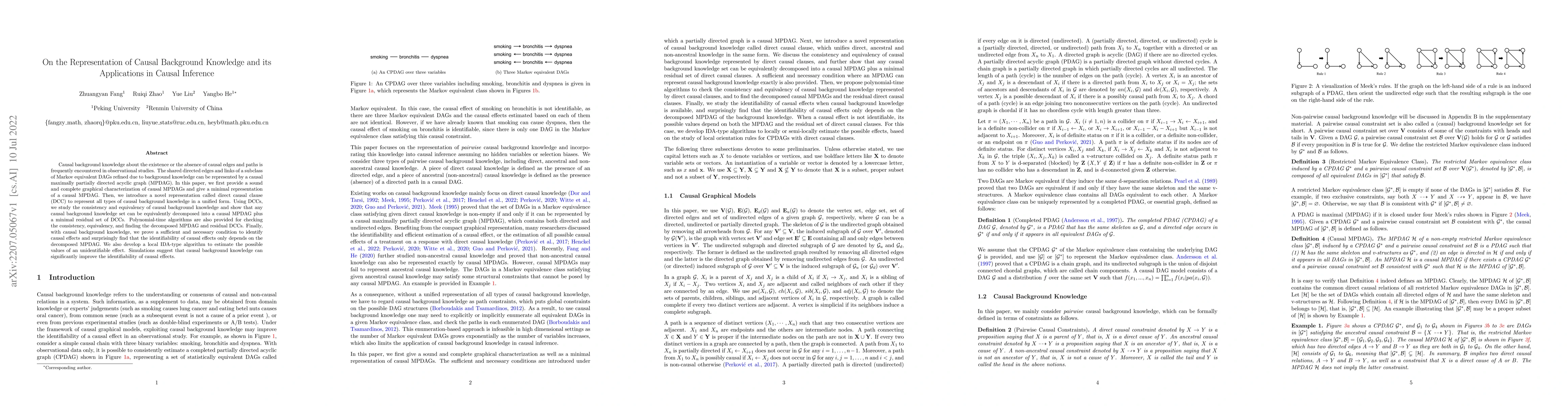 Thumbnail for On the Representation of Causal Background Knowledge and its
  Applications in Causal Inference