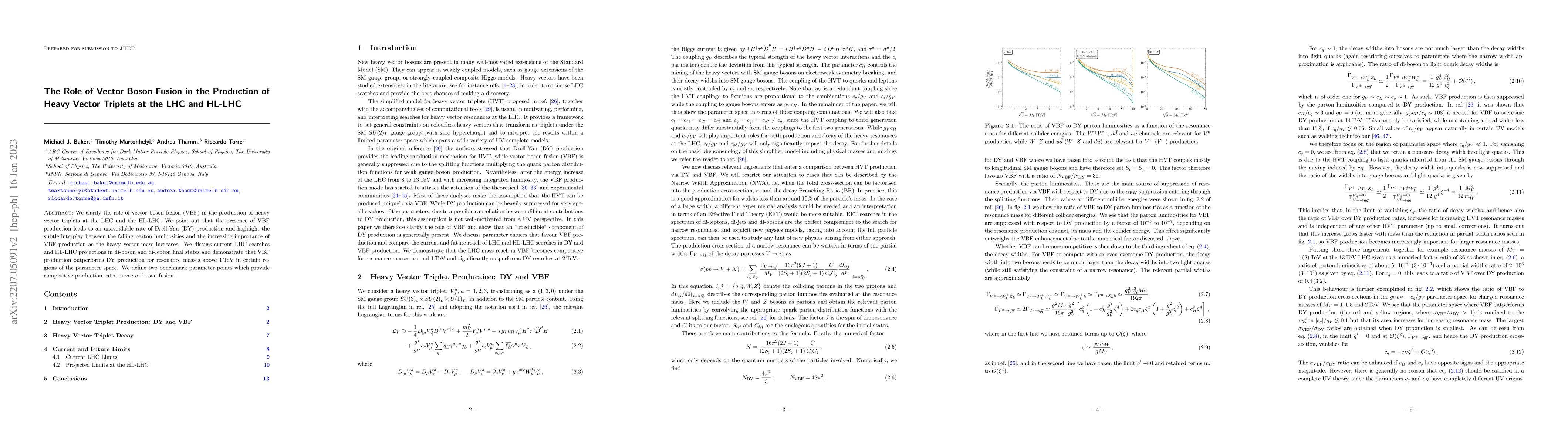 Thumbnail for The Role of Vector Boson Fusion in the Production of Heavy Vector
  Triplets at the LHC and HL-LHC