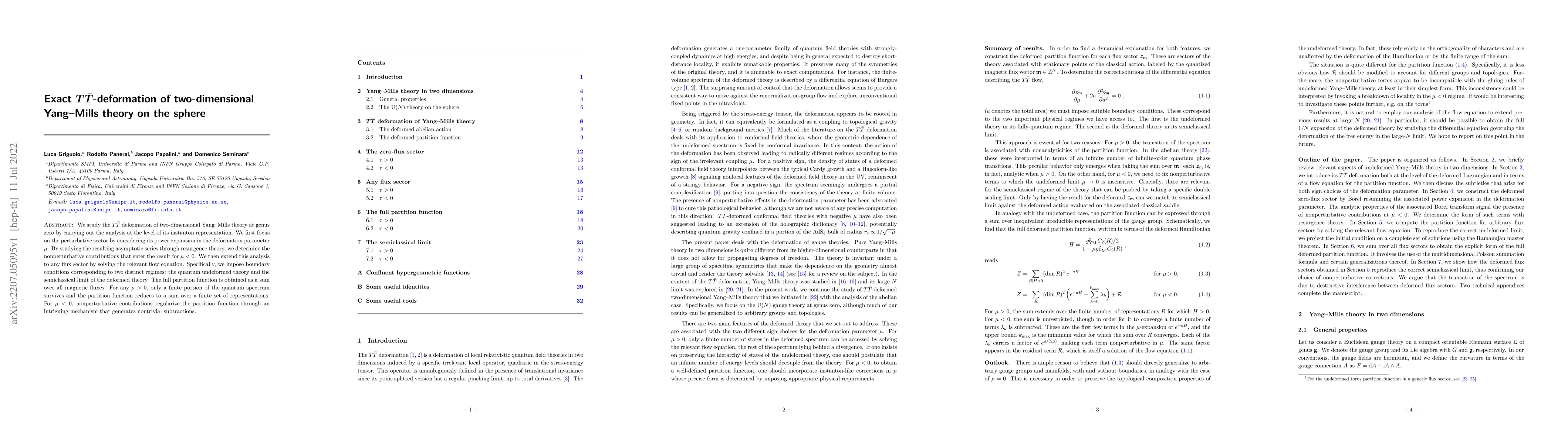 Thumbnail for Exact $T\bar{T}$-deformation of two-dimensional Yang-Mills theory on the
  sphere