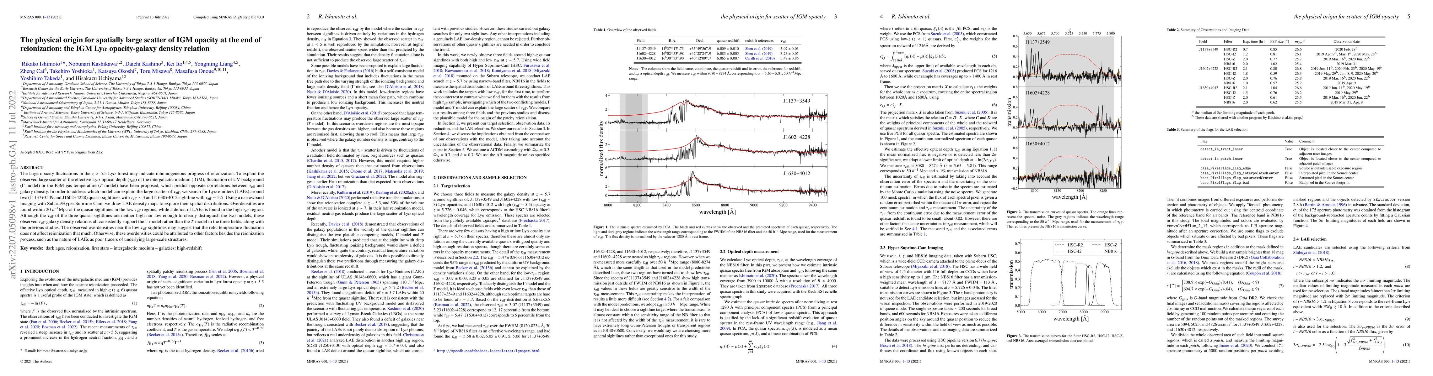 Thumbnail for The physical origin for spatially large scatter of IGM opacity at the
  end of reionization: the IGM Ly$\alpha$ opacity-galaxy density relation